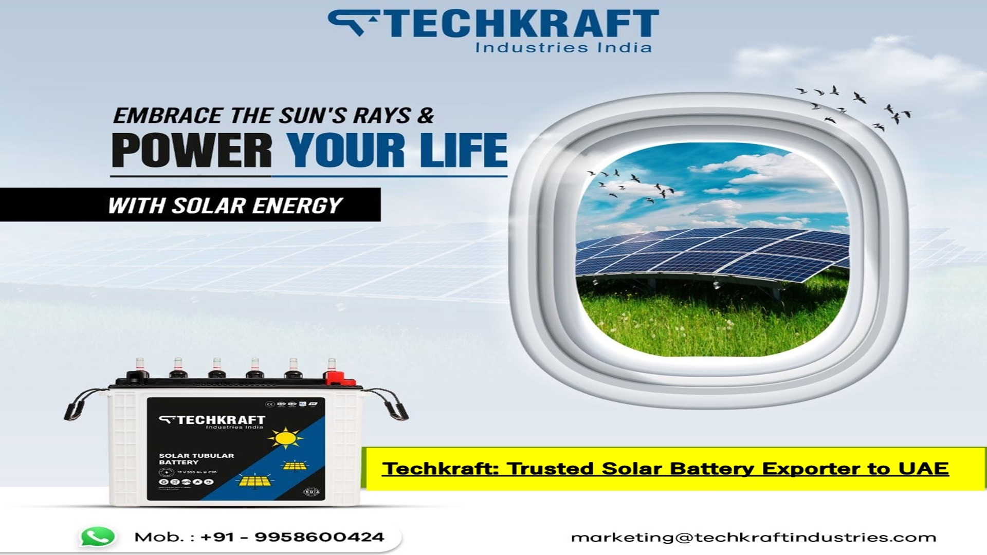 Techkraft: Trusted Solar Battery Exporter to UAE